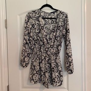 black and white romper with pockets